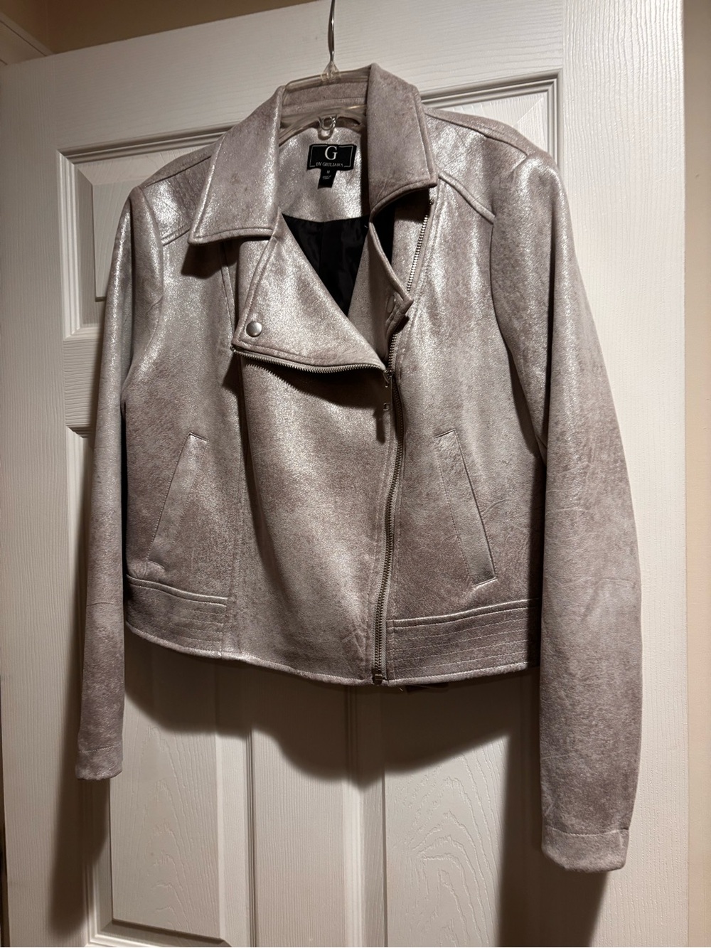 G by Guess Metallic Silver Moto Jacket -